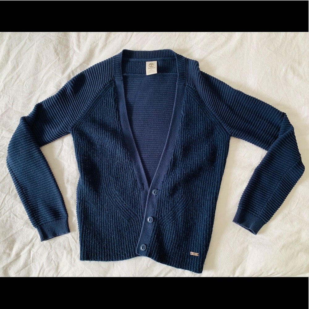 Timberland navy button up ribbed cardigan sweater